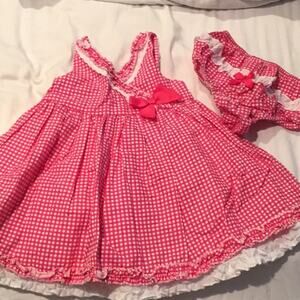Maggie and Zoe 24m pink white ruffle dress worn 1